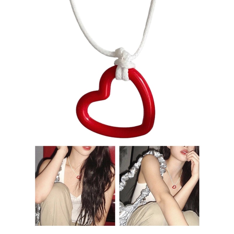 SPT* สร้อยคอจี้หัวใจกลวงสีสันสดใสสร้อยคอโซ่กระดูกไหปลาร้า