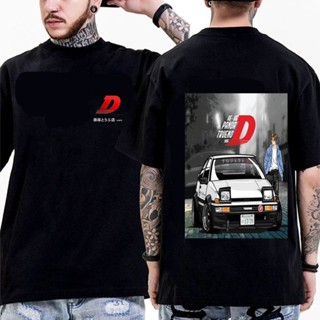 เสื้อยืดแขนสั้น พิมพ์ลายกราฟฟิค Initial D Ae86 ทรงหลวม สําหรับผู้ชาย