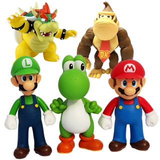 โมเดลฟิกเกอร์ PVC รูป Super Mario Bros Luigi Yoshi Donkey Kong Mushroom ขนาด 14 ซม. เหมาะกับของขวัญวันเกิด ของเล่นสําหรับเด็ก