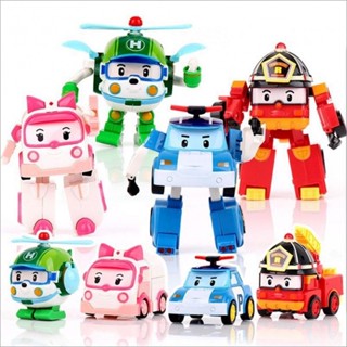 ตัวต่อของเล่น  โมเดลรถ，ของเล่นเด็กอ่อน，รถโมเดล   ROBOCAR Poli หม้อแปลงดึงกลับหุ่นยนต์เด็กรถของเล่น