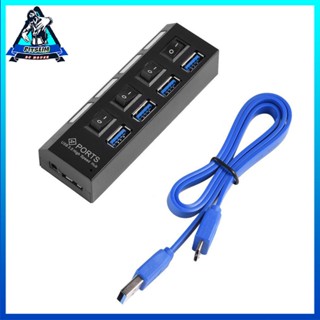 [Instock] KDQ1 USB 3.0 Hub 4 Ports Speed 5Gbps for PC laptop with on/off switch Black [F/19]