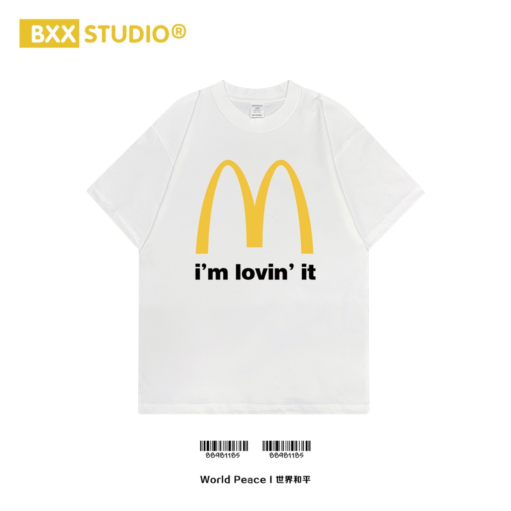 Bxx I'm lovin'it McDonald's เสื้อยืดแขนสั้น ผ้าฝ้าย ทรงหลวม แฟชั่นฤดูร้อน สําหรับผู้ชาย และผู้หญิง