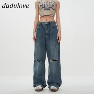 DaDulove💕 New American Ins High Street Retro Ripped Jeans Niche High Waist Wide Leg Pants Large Size Trousers