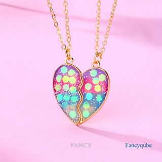 Fancy 2 ชิ้น / เซต การ์ตูน รัก โลหะผสม หยดน้ํามัน แม่เหล็ก เพื่อนที่ดีที่สุด สร้อยคอ BFF มิตรภาพ เครื่องประดับ ของขวัญ