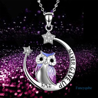 Fancy สร้อยคอ จี้รูปนกฮูก ดวงจันทร์ ดาว ประดับเพทาย น่ารัก โรแมนติก เครื่องประดับสตรี ปาร์ตี้ วันวาเลนไทน์