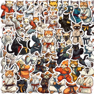 ❉ สติกเกอร์ Kung Fu Cats Series 01 สําหรับติดตกแต่ง ❉ สติกเกอร์แฟชั่น กันน้ํา DIY 50 ชิ้น/เซต