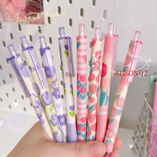 ALISONDZ ปากกาเจล 0.5 มม. 4 ชิ้น นักเรียน ดอกไม้หวาน ซิกกิ้ง ปากกาเขียน My Garden เครื่องเขียน ปากกาเจลเป็นกลาง