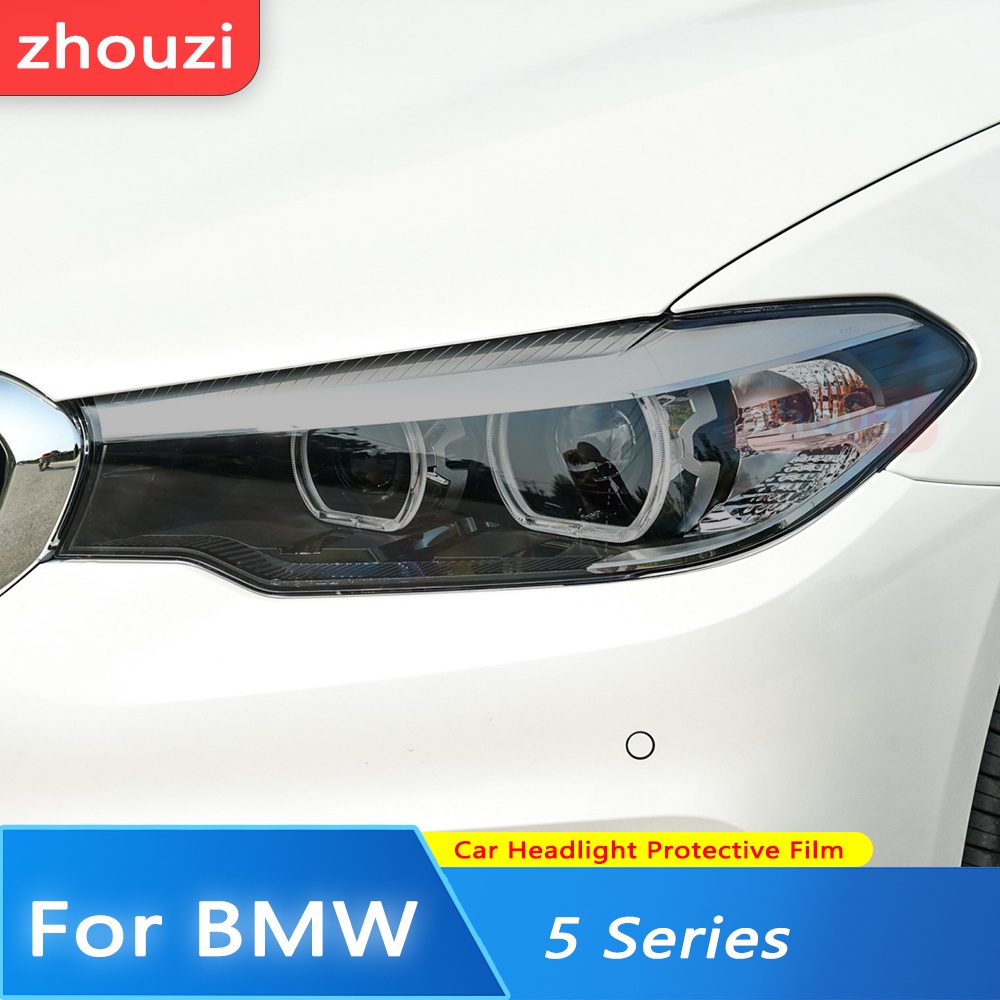 สติกเกอร์ฟิล์ม TPU ใส ป้องกันไฟหน้ารถยนต์ สีดํา สําหรับ BMW 5 Series F10 F11 G30 G31 F07 GT 2014-2020