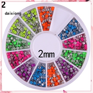 &lt;COD&gt; หมุดโลหะนีออน ทรงกลม 2 มม. 3 มม. 6 สี สําหรับตกแต่งเล็บ DIY