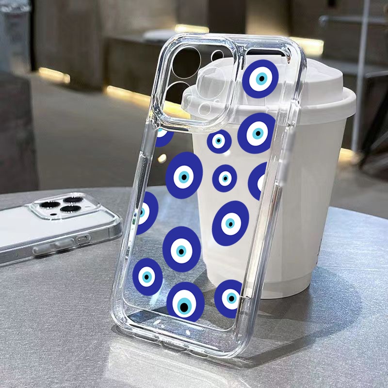เคสโทรศัพท์มือถือแบบนิ่ม ใส กันกระแทก ลายตาชั่วร้าย อวกาศ สีฟ้า สําหรับ Samsung Galaxy A14 A34 A54 A13 A23 A33 A73 A53 A32 A52S A72 A51 A71