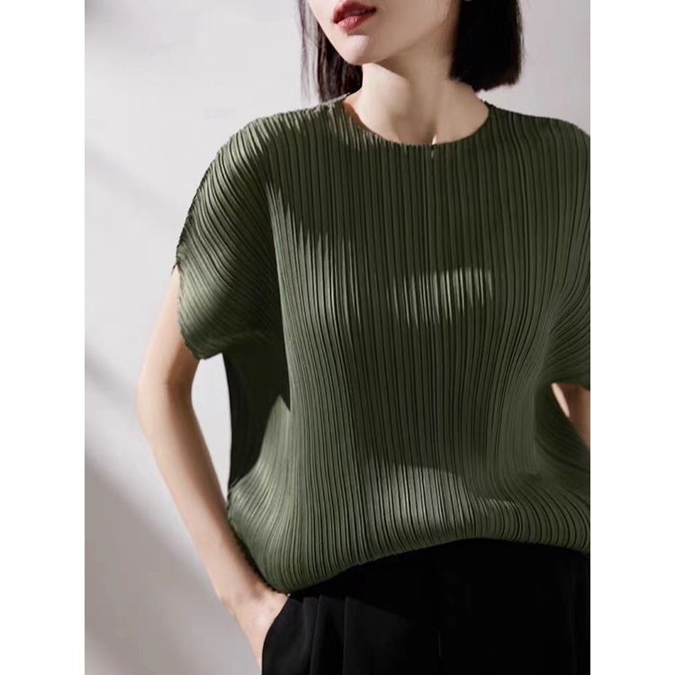 Elegant Standard Refuse Body ความวิตกกังวล Unrestrained Lazy Charming จีบออกแบบ Miyake จีบเสื้อผ้าผู้หญิงสาว