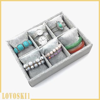 [Lovoski1] ถาดกํามะหยี่ใส่เครื่องประดับ พร้อมหมอนนิ่ม 6 ช่อง วางซ้อนกันได้