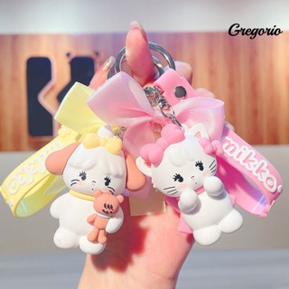 Gregoriowj พวงกุญแจ จี้ตุ๊กตาสัตว์ 3D ประดับโบว์ พร้อมสายคล้อง และแหวนโลหะ PVC DIY