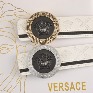 เข็มขัดหนัง พิมพ์ลายโลโก้ Versace สไตล์คลาสสิก แฟชั่นสําหรับผู้ชาย