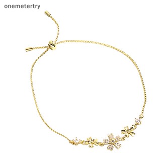 Onem สร้อยข้อมือ ประดับโอปอล พลอยเทียม ลายดอกไม้ สีทอง ขนาดเล็ก ปรับได้ เครื่องประดับ สําหรับผู้หญิง งานแต่งงาน ปาร์ตี้ ของขวัญ