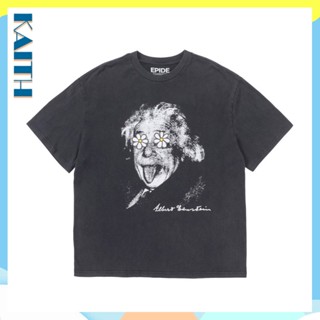 พร้อมส่ง เสื้อยืดคอกลม แขนสั้น ผ้าฝ้าย พิมพ์ลาย Einstein น่ารัก โอเวอร์ไซซ์ ทรงหลวม สไตล์ฮิปฮอป พลัสไซซ์ สําหรับผู้ชาย และผู้หญิง