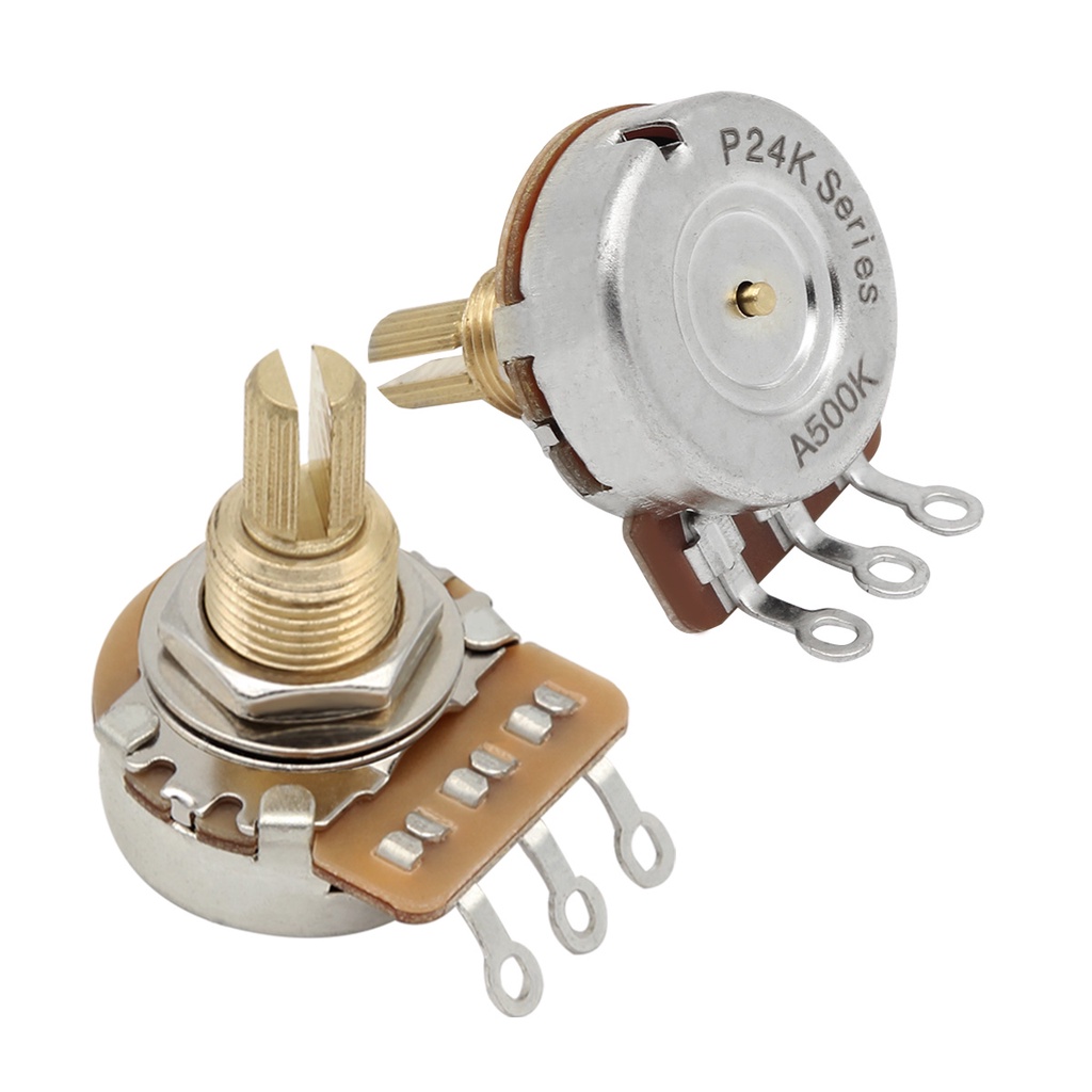 Fleor 2PCS 24 ฟันยาวแยกเพลา Potentiometers กีตาร์ไฟฟ้าเบสหม้อ 500K /250K