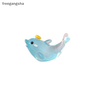 [FREG] 2pcs Cute Mini Luminous Dolphin Resin Figurine Crafts Outdoor Garden Dark Glowing Miniature Animal Gardening Accessories FDH