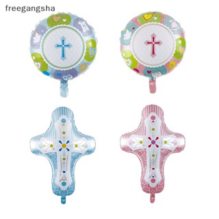 [FREG] 3D Baby Baptism Easter Cross Foil Balloons Communion Religious Decor God Bless Christening Jesus Pentecost Air Globos FDH