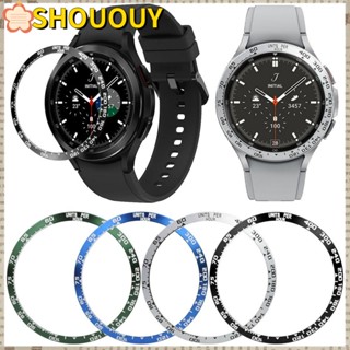 SHOUOUY กรอบโลหะ ป้องกันรอยขีดข่วน 40 มม. 44 มม. สําหรับ Samsung Galaxy Watch 4 5 40 มม. 44 มม.