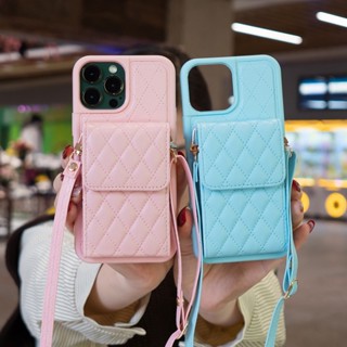 เคสโทรศัพท์มือถือหนัง แบบฝาพับ พร้อมช่องใส่บัตร และสายคล้อง สําหรับ IPhone 11 Pro Max Xr X Xs Max 6 7 8 Plus