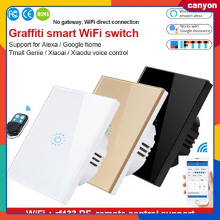 Wifi Tuya Smart Switch Eu Standard Wall สวิตช์ปุ่มเดียว แอพมือถือ รีโมทคอนโทรล การควบคุมการหน่วงเวลาอัจฉริยะ การควบคุมเสียงแบบแฮนด์ฟรี แคนยอน