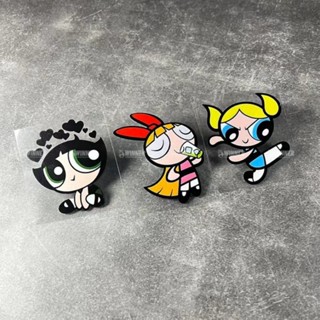 สติกเกอร์ ลายการ์ตูนอนิเมะ Powerpuff Girls ขนาดเล็ก สําหรับตกแต่งหน้าต่างรถยนต์ ยานพาหนะไฟฟ้า รถจักรยานยนต์