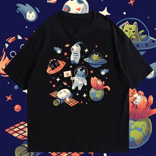 แฟชั่น (🔥เสื้อเฮีย🔥) เสื้อ Cat Space  ผ้า Cotton 100 % ผ้าSOFT เสื้อยืด