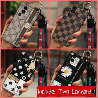 classic armor case Phone Case For OPPO Reno10 Pro Plaid texture waterproof Fashion Design Wristband Soft Wrist Strap silicone