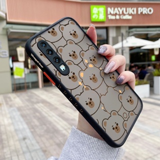 สําหรับ Huawei P30 P30 Pro เคสการ์ตูนหมีน่ารัก บาง ด้านข้าง สี่เหลี่ยม ขอบ ดีไซน์ใหม่ กันกระแทก ฝ้า ใส เคสโทรศัพท์แข็ง