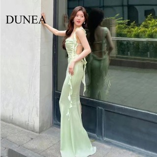 Dunea ชุดเดรส แต่งระบาย เปิดหลัง เซ็กซี่ สําหรับผู้หญิง