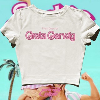 เสื้อครอป Baby tee barbie movie directed by greta gerwig y2k style crop tee