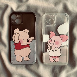 เคสโทรศัพท์มือถือ แบบใส ลายการ์ตูนหมีพูห์ หมู Pijie สําหรับ Apple Iphone 12 13 14Promax 11 Xr Xs