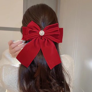 Spot# spring new red velvet bow hairpin back spoon horizontal clip bridal dress engagement toast clothing hair accessories women 8jj