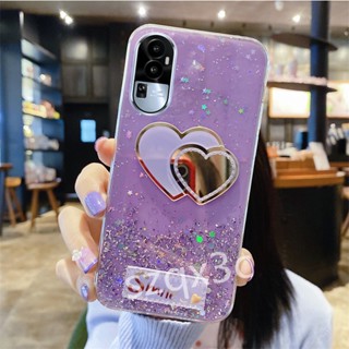 ใหม่ เคสโทรศัพท์มือถือ ซิลิโคนนิ่ม TPU ใส แต่งกลิตเตอร์ ดาว ท้องฟ้ากลางคืน รูปหัวใจน่ารัก สําหรับ OPPO Reno10 Pro+ Plus Reno 10 Pro 5G 4G A98 2023