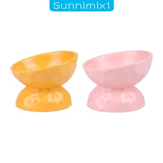 [Sunnimix1] ชามเซรามิค แบบยกสูง ทนทาน สําหรับสัตว์เลี้ยง สุนัข แมว