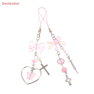 [Smileofen] ใหม่ สายคล้องโทรศัพท์มือถือ จี้โบว์ หัวใจน่ารัก สีชมพู สําหรับเด็กผู้หญิง Y2K