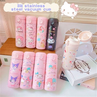 Sanrio การ์ตูน 304 สแตนเลสถ้วยเก็บความร้อน Kuromi Cinnamoroll My Melody 420ml ถ้วยสูญญากาศเด็กของขวัญวันเกิดของขวัญตกแต่งบ้าน Aube