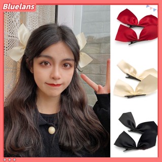 【 Bluelans 】กิ๊บติดผม ประดับโบว์ สีพื้น สําหรับผู้หญิง 1 คู่