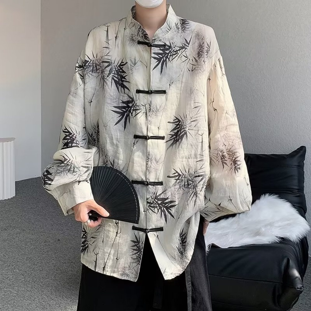 เสื้อเชิ้ตแขนยาว คอปก แบบบาง ระดับไฮเอนด์ สไตล์จีน สําหรับผู้ชาย