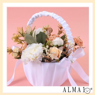 ALMA ตะกร้าดอกไม้ ประดับไข่มุก ลูกไม้ สไตล์ยุโรป สําหรับตกแต่งบ้าน งานแต่งงาน