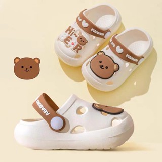 【Uhome】รองเท้าแตะ Crocs ลายการ์ตูนหมีน่ารัก กันลื่น สําหรับเด็กผู้ชาย และเด็กผู้หญิง อายุ 1-8 ปี