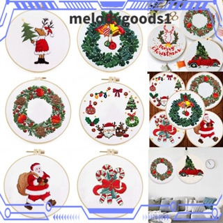 MELODYGOODS1 Melodygoods1 สะดึงเย็บปักถักร้อย ลายคริสต์มาส แฮนด์เมด DIY สําหรับผู้เริ่มต้น ตกแต่งบ้าน