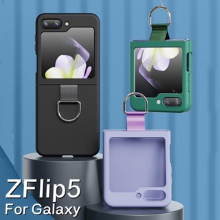 เคสโทรศัพท์มือถือ แบบบางพิเศษ กันกระแทก พร้อมแหวนนิ้ว สําหรับ Samsung Galaxy Z Flip 5 Flip5 Zflip5 Flip4 Flip3 5G