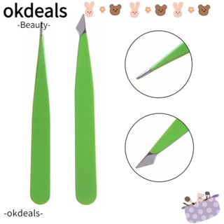 OKDEALS Okdeals แหนบถอนขนคิ้ว ปลายเอียง สําหรับผู้หญิง 2 ชิ้น