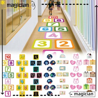 Mag สติกเกอร์ลายการ์ตูนตัวเลข Hopscotch Game กันน้ํา สําหรับตกแต่งเนอสเซอรี่