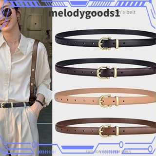 Melodygoods1 เข็มขัดหนัง PU หัวเข็มขัดโลหะผสมสังกะสี สําหรับกางเกงยีน เสื้อโค้ท