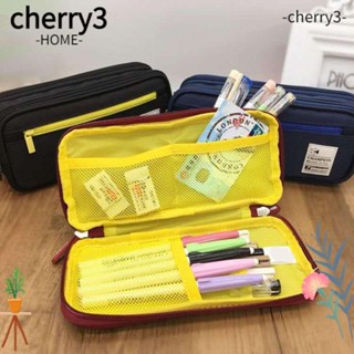 Cherry3 กระเป๋าใส่ปากกา ผ้าโพลีเอสเตอร์ไฟเบอร์ มีซิป จุของได้เยอะ แบบสร้างสรรค์ สําหรับโรงเรียน สํานักงาน