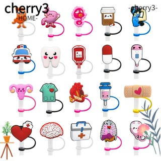 CHERRY3 ผ้าคลุมหลอดซิลิโคน กันฝุ่น ใช้ซ้ําได้ สําหรับหลอดดูดน้ํา 20 ชิ้น