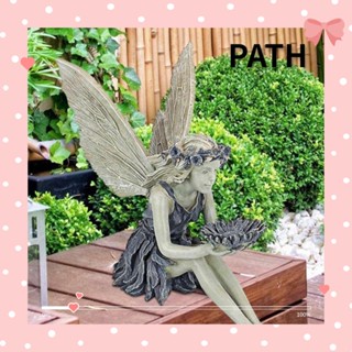 Path ฟิกเกอร์เรซิ่น รูปปั้นนางฟ้า ดอกไม้ สําหรับตกแต่งสวน ระเบียง กลางแจ้ง